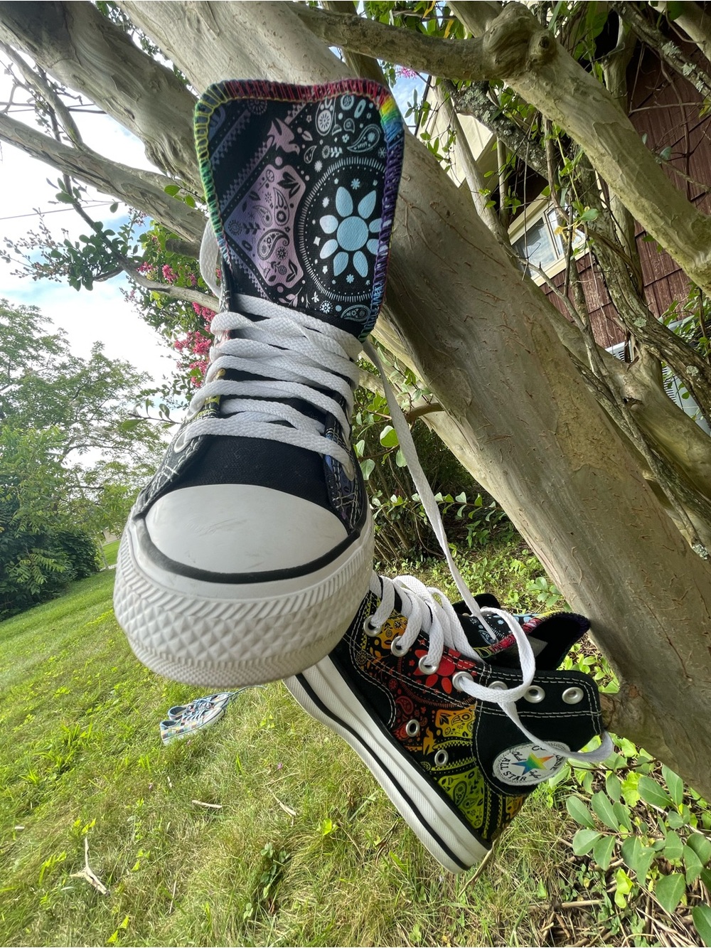 Converse Chuck Taylor All Star Rainbow Unisex Preowned M-7 W-9 Hi Top Sneakers - Picture 8 of 8